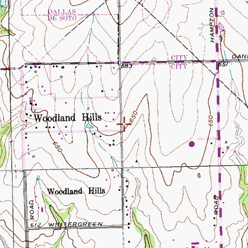 Topographic Map of Hickory Trail Hospital, TX