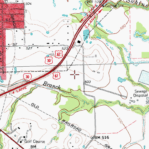 Topographic Map of Glen Oaks Hospital, TX