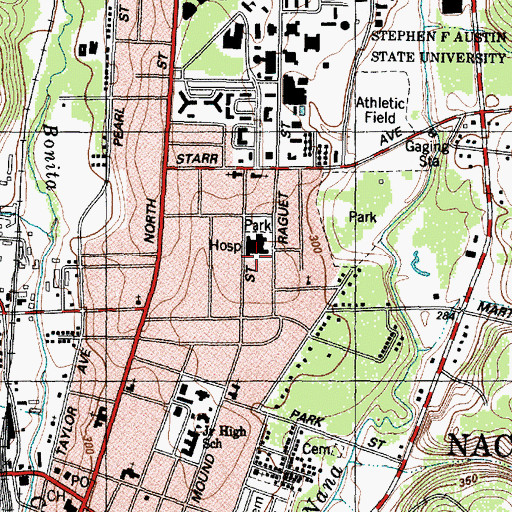 Topographic Map of Nacogdoches Memorial Hospital, TX