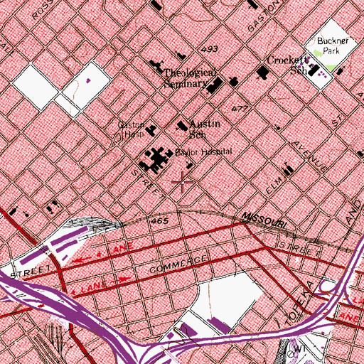 Topographic Map of Texas Oncology Charles A Sammons Cancer Center, TX