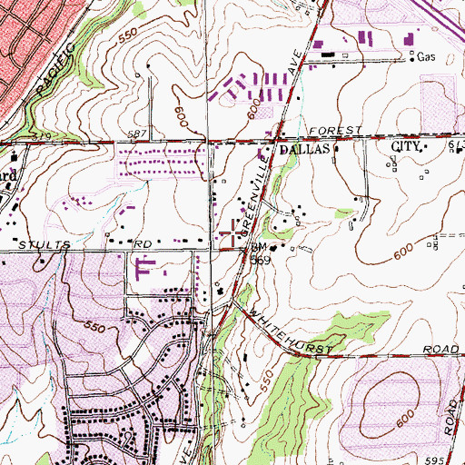 Topographic Map of Kindred Hospital - Dallas, TX