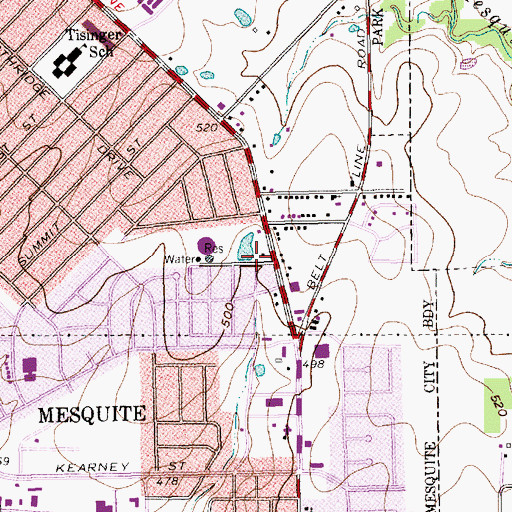 Topographic Map of Dallas Regional Medical Center, TX