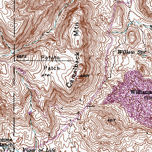 Topographic Map of Camelback Mountain, AZ