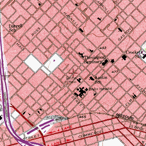 Topographic Map of Baylor Specialty Hospital Dallas, TX