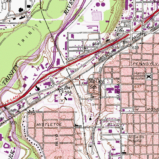 Topographic Map of Baylor Surgical Hospital at Fort Worth, TX