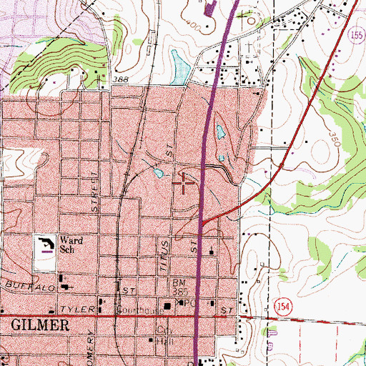 Topographic Map of East Texas Medical Center, TX