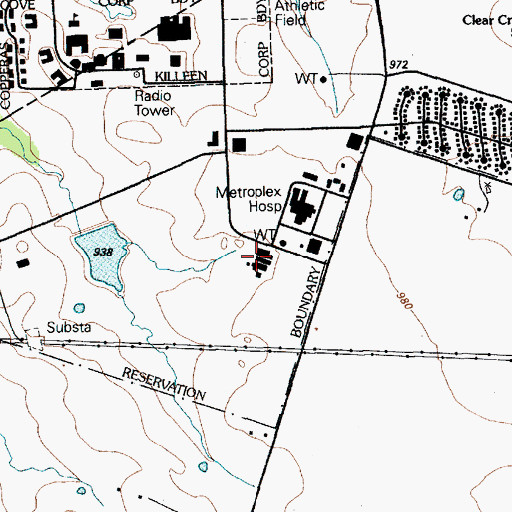 Topographic Map of Metroplex Behavioral Health Center, TX
