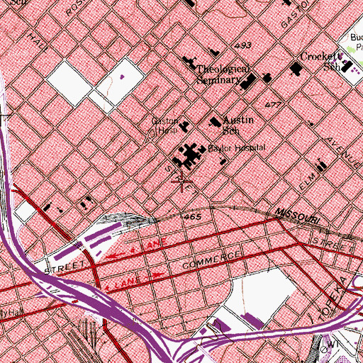 Topographic Map of Baylor Jack and Jane Hamilton Heart and Vascular Hospital, TX