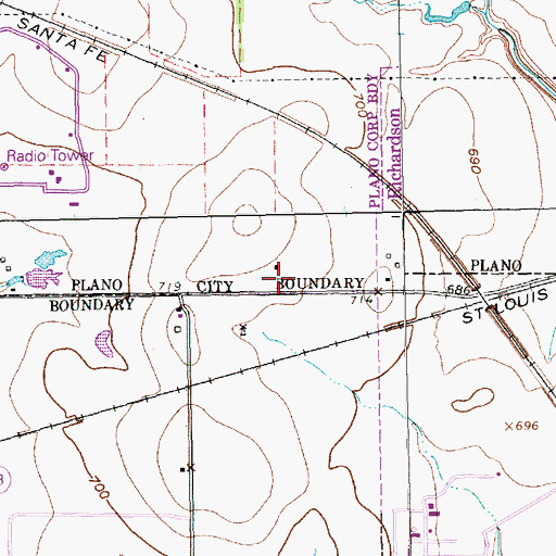 Topographic Map of Reliant North Texas, TX