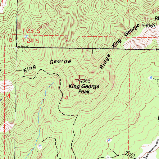 Topographic Map of King George Peak, CA