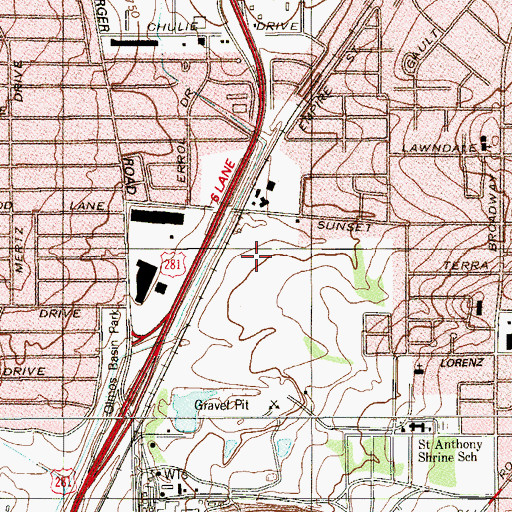 Topographic Map of CHRISTUS Santa Rosa Hospital - Alamo Heights, TX