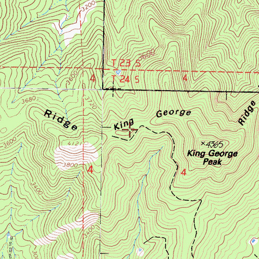 Topographic Map of King George Ridge, CA