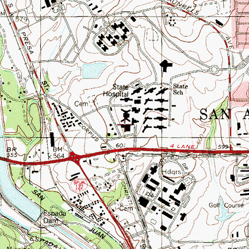 Topographic Map of Texas Center for Infectious Disease Hospital, TX
