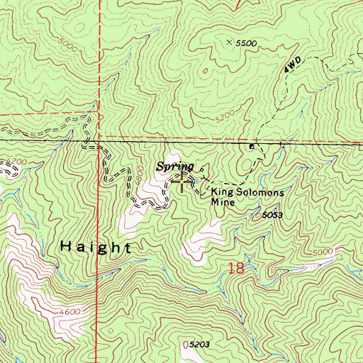 Topographic Map of King Solomons Mine, CA