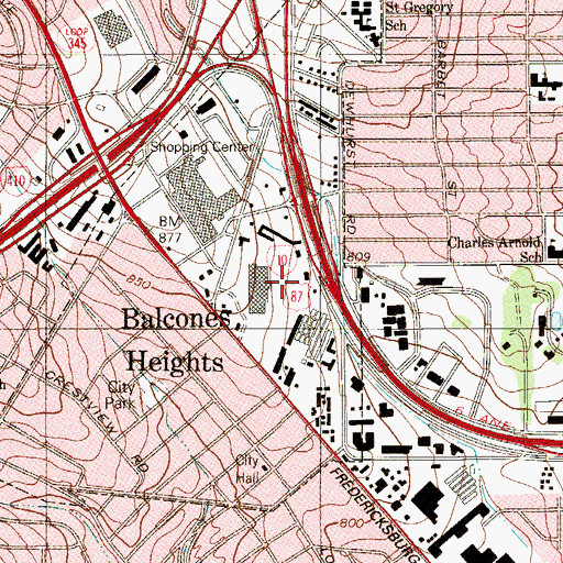 Topographic Map of Methodist Texsan Hospital, TX