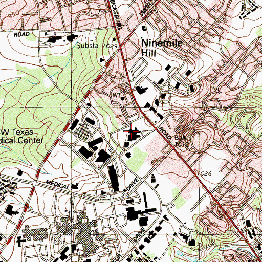 Topographic Map of Methodist Womens Center, TX