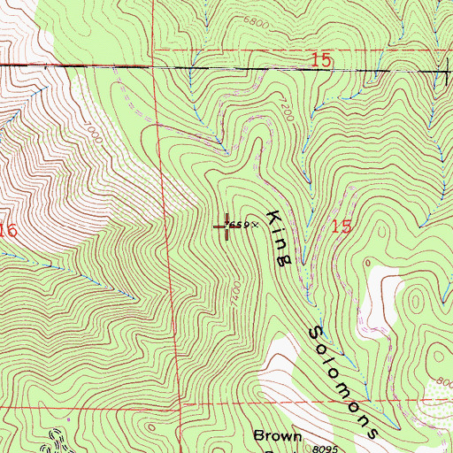 Topographic Map of King Solomons Ridge, CA