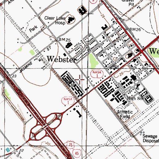 Topographic Map of Houston Physicians Hospital, TX