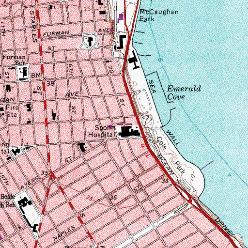 Topographic Map of CHRISTUS Dubuis Hospital of Corpus Christi, TX