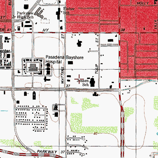 Topographic Map of Surgery Specialty Hospitals of America Southeast Houston Campus, TX