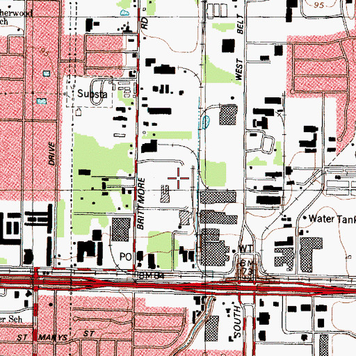 Topographic Map of Kindred Hospital Town and Country, TX