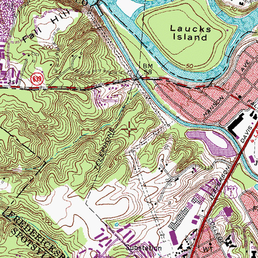 Topographic Map of HealthSouth Rehabilitation Hospital of Fredericksburg, VA
