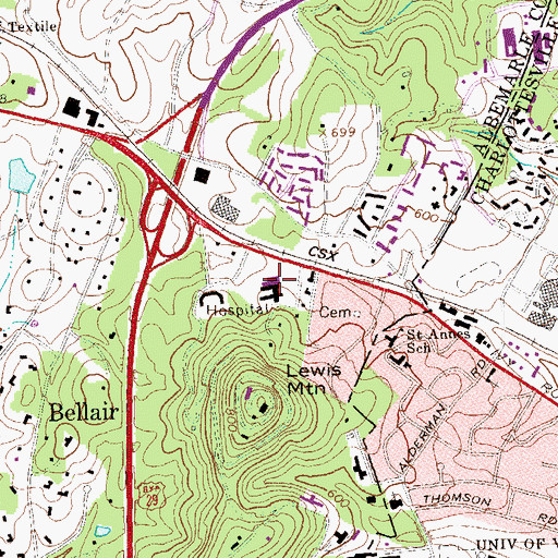 Topographic Map of Kluge Children's Rehabilitation Center, VA