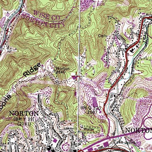 Topographic Map of Mountain View Regional Medical Center, VA