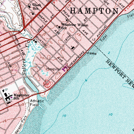 Topographic Map of Hampton Roads Specialty Hospital, VA