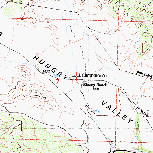 Topographic Map of Kinsey Ranch (historical), CA