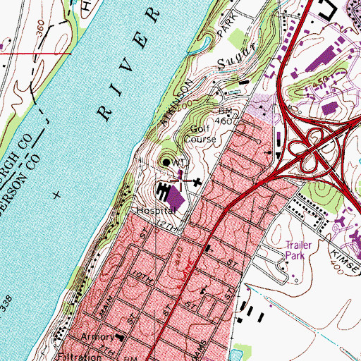 Topographic Map of Henderson Ambulance Service, KY