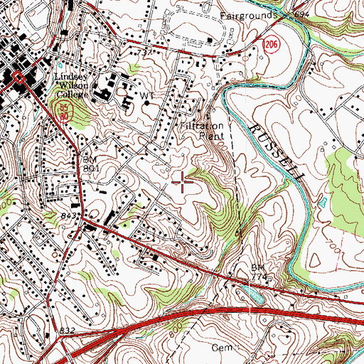 Topographic Map of Adair County Ambulance Service, KY