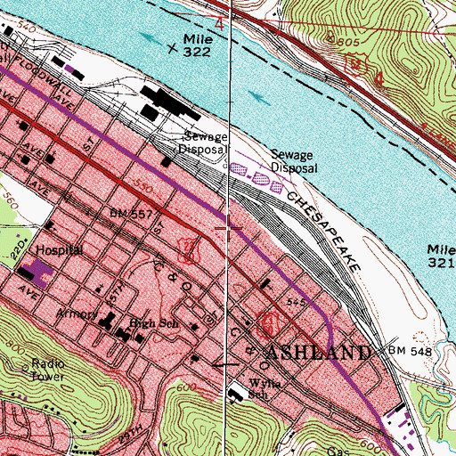 Topographic Map of Boyd County Emergency Ambulance Service, KY