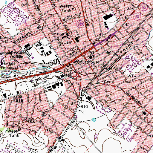 Topographic Map of Campbellsville - Taylor County Rescue Squad, KY