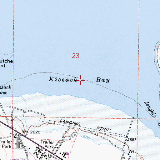 Topographic Map of Kissack Bay, CA