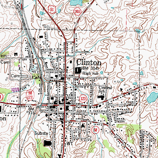 Topographic Map of Clinton - Hickman County Ambulance Service, KY