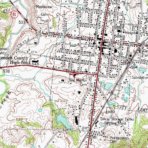 Topographic Map of Crittenden County Emergency Medical Services, KY