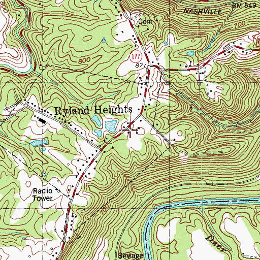 Topographic Map of Ryland Heights and Community Life Squad, KY