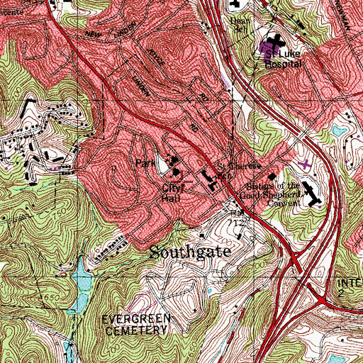 Topographic Map of Southgate - Wilder Emergency Medical Service, KY