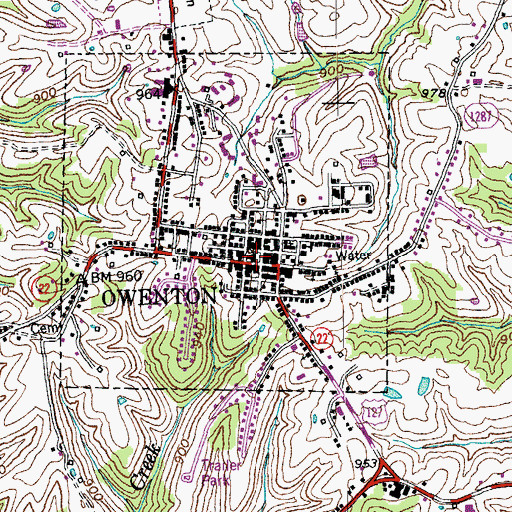 Topographic Map of Owen County Life Squad, KY