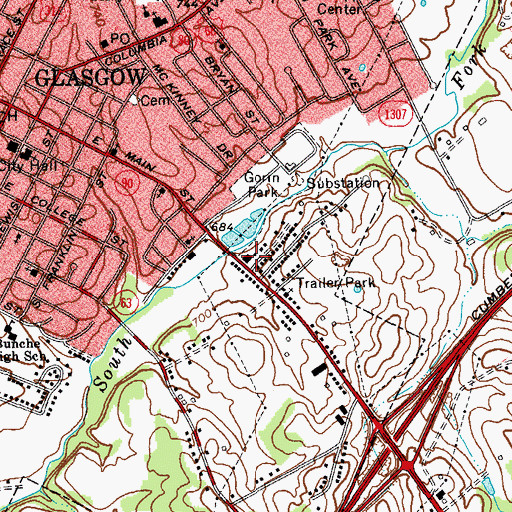 Topographic Map of Barren - Metcalfe County Ambulance Service, KY