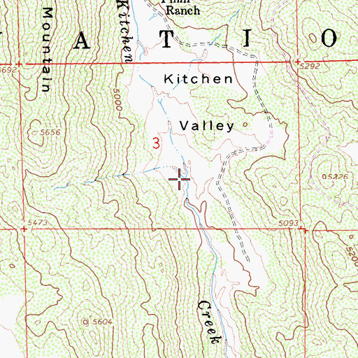 Topographic Map of Kitchen Valley, CA
