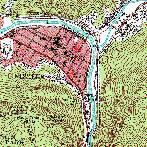 Topographic Map of Bell County Emergency Medical Services, KY