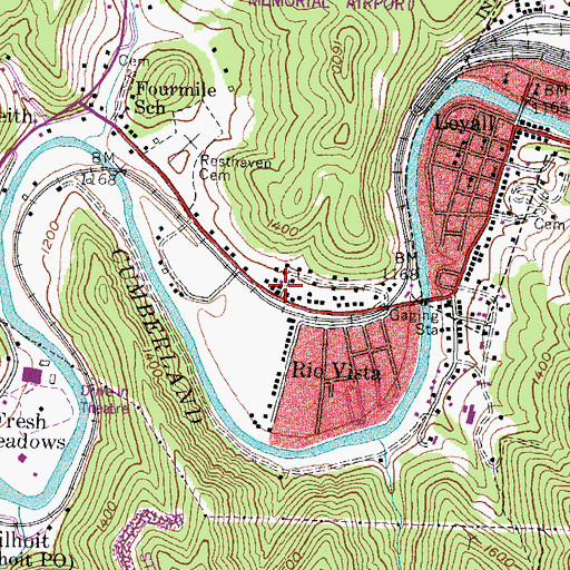 Topographic Map of Harlan Emergency Medical Services, KY