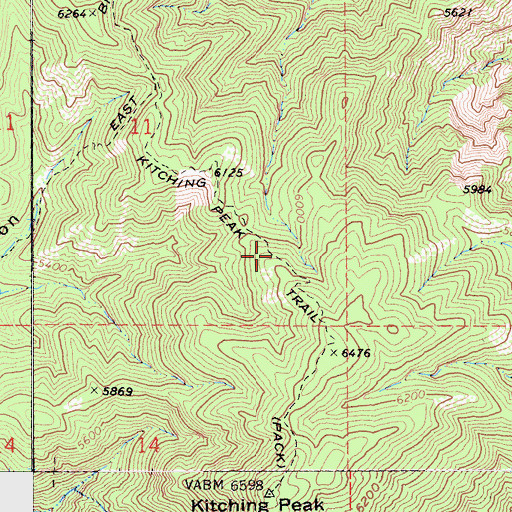 Topographic Map of Kitching Peak Trail, CA