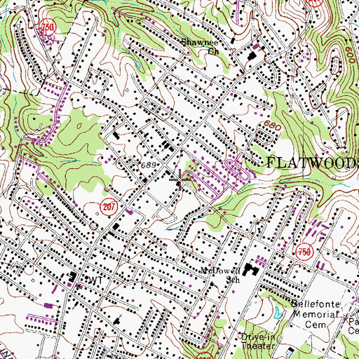 Topographic Map of Greenup County Emergency Medical Services, KY