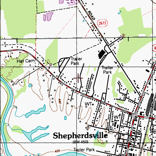 Topographic Map of Bullitt County Emergency Medical Services, KY