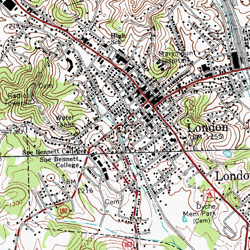 Topographic Map of Ambulance Incorporated of Laurel County, KY