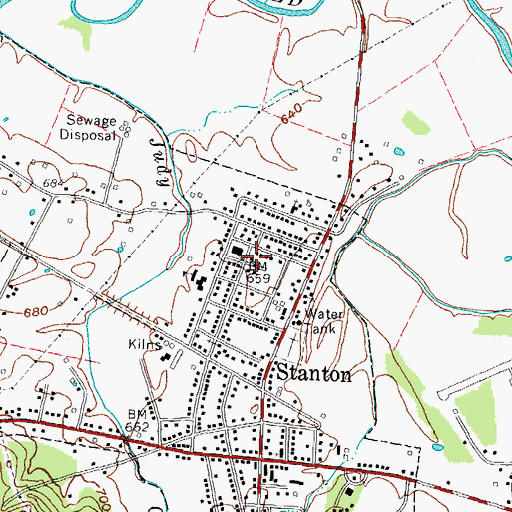 Topographic Map of Powell County Ambulance Service, KY