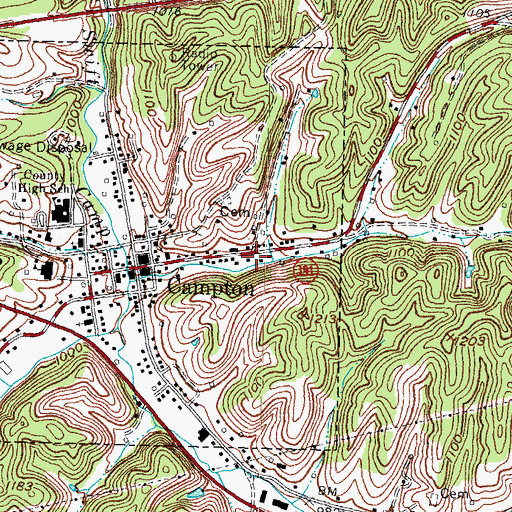 Topographic Map of Wolfe County Ambulance Service, KY